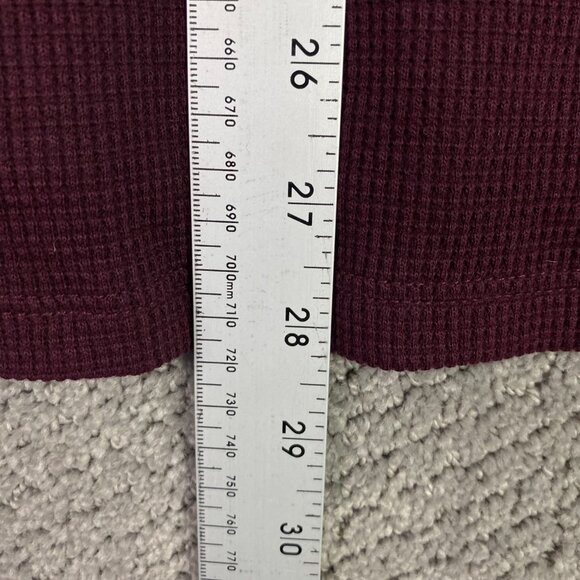 Vince Thermal Long Sleeve Waffle Knit Crew Shirt Pullover Men's XL Deep Wine - Picture 11 of 11